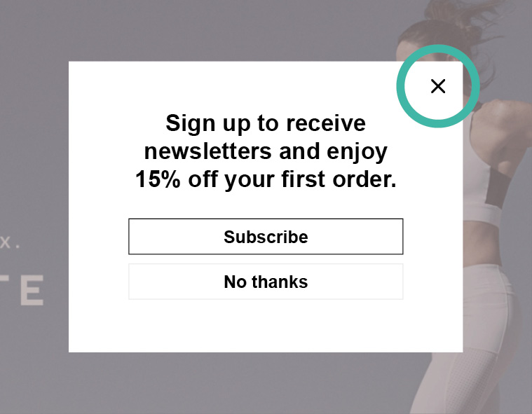 A typical pop-up message asking to sign up to a newsletter